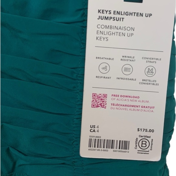Athleta Keys Enlighten Up Jumpsuit 4 Emerald Green #602207 Athleisure Comfort - Picture 9 of 11